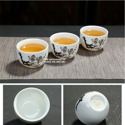 BỘ ẤM CHÉN HOA ĐÀO VẼ THEO LỐI THƯ PHÁP